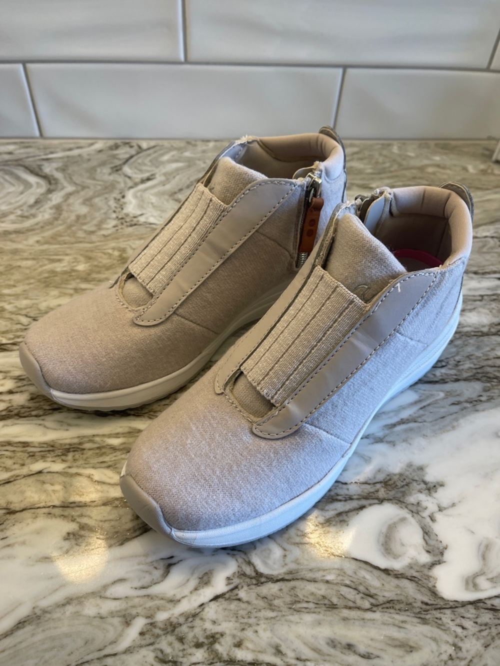 Ryka Womens Slip-On Sneakers in Light Beige
